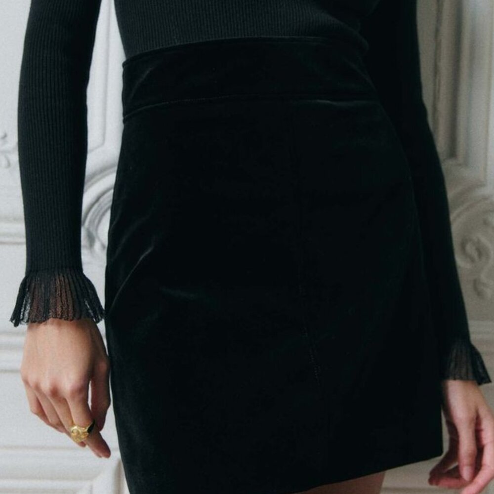 90's Y2K Velvet Pencil Skirt sz 14 - Black